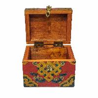 Tibetan Ritual Wooden Box, Traditional Color Painted