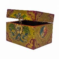 Tibetan Ritual Wooden Box, Traditional Color Painted