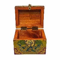 Tibetan Ritual Wooden Box, Traditional Color Painted