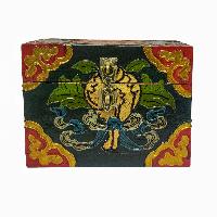 Tibetan Ritual Wooden Box, Traditional Color Painted