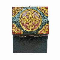 Tibetan Ritual Wooden Box, Traditional Color Painted