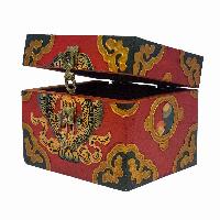 Tibetan Ritual Wooden Box, Traditional Color Painted