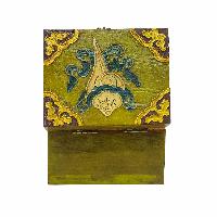 Tibetan Ritual Wooden Box, Traditional Color Painted