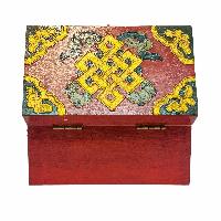 Tibetan Ritual Wooden Box, Traditional Color Painted