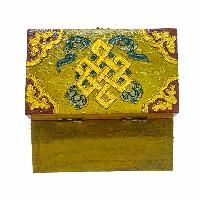 Tibetan Ritual Wooden Box, Traditional Color Painted