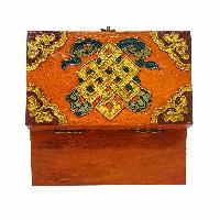 Tibetan Ritual Wooden Box, Traditional Color Painted