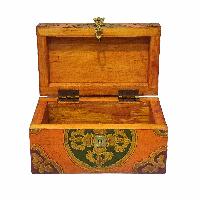 Tibetan Ritual Wooden Box, Traditional Color Painted