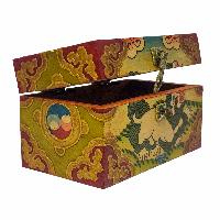 Tibetan Ritual Wooden Box, Traditional Color Painted