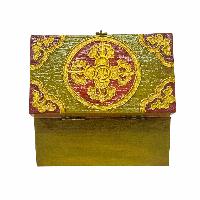 Tibetan Ritual Wooden Box, Traditional Color Painted