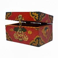 Tibetan Ritual Wooden Box, Traditional Color Painted