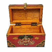 Tibetan Ritual Wooden Box, Traditional Color Painted