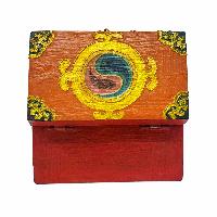 Tibetan Ritual Wooden Box, Traditional Color Painted