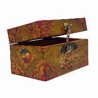 Tibetan Ritual Wooden Box, Traditional Color Painted