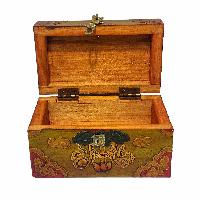 Tibetan Ritual Wooden Box, Traditional Color Painted