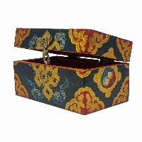 Tibetan Ritual Wooden Box, Traditional Color Painted