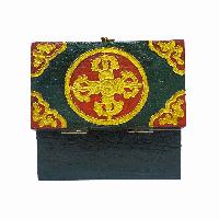 Tibetan Ritual Wooden Box, Traditional Color Painted