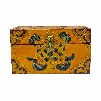 Tibetan Ritual Wooden Box, Traditional Color Painted