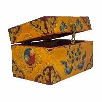 Tibetan Ritual Wooden Box, Traditional Color Painted