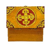 Tibetan Ritual Wooden Box, Traditional Color Painted