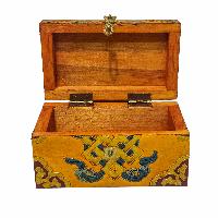 Tibetan Ritual Wooden Box, Traditional Color Painted