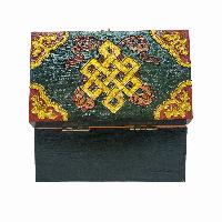 Tibetan Ritual Wooden Box, Traditional Color Painted