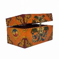 Tibetan Ritual Wooden Box, Traditional Color Painted