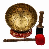 [handmade Singing Bowls], Buddhist Hand Beaten, Antique Finishing, Sound Note D, 156 Hz