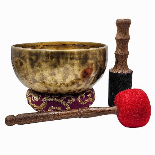 [handmade Singing Bowls], Buddhist Hand Beaten, Antique Finishing, Sound Note F, 178 Hz