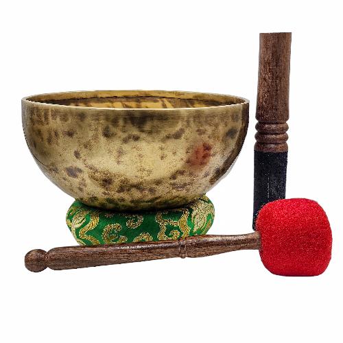 [handmade Singing Bowls], Buddhist Hand Beaten, Antique Finishing, Sound Note D, 144 Hz