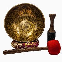 [handmade Singing Bowls], Buddhist Hand Beaten, Antique Finishing, Sound Note F, 177 Hz