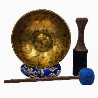 [handmade Singing Bowls], Buddhist Hand Beaten, Antique Finishing, Sound Note A, 226 Hz