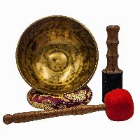 [handmade Singing Bowls], Buddhist Hand Beaten, Antique Finishing, Sound Note G, 205 Hz