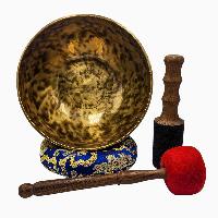 [handmade Singing Bowls], Buddhist Hand Beaten, Antique Finishing, Sound Note E, 166 Hz