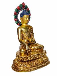 [shakyamuni Buddha], Buddhist Handmade Statue, [face Painted] And [gold Plated]