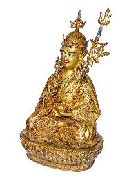 [padmasambhava], Buddhist Handmade Statue, [face Painted] And [gold Plated]