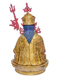 [padmasambhava], Buddhist Handmade Statue, [face Painted] And [gold Plated]