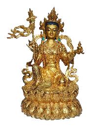 Padmasambhava Wifes, [mandarava And Yeshe Tsogya], Buddhist Handmade Statue, [face Painted] And [gold Plated]