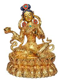 Padmasambhava Wifes, [mandarava And Yeshe Tsogya], Buddhist Handmade Statue, [face Painted] And [gold Plated]