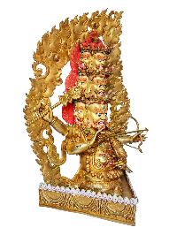 [rahula], Buddhist Handmade Statue, [face Painted] And [gold Plated]