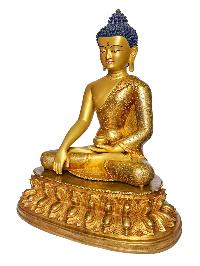 [shakyamuni Buddha], Buddhist Handmade Statue, [face Painted] And [gold Plated]