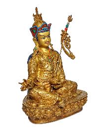 [padmasambhava], Buddhist Handmade Statue, [face Painted] And [gold Plated]