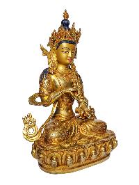 [vajrasattva], Buddhist Handmade Statue, [face Painted] And [gold Plated], [rare Find]