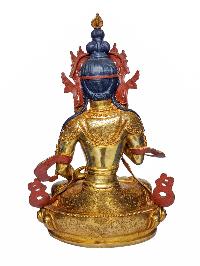 [vajrasattva], Buddhist Handmade Statue, [face Painted] And [gold Plated], [rare Find]