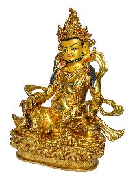 [yellow Jambhala], Buddhist Handmade Statue, [face Painted] And [gold Plated]