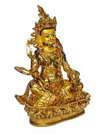 [yellow Jambhala], Buddhist Handmade Statue, [face Painted] And [gold Plated]