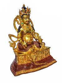 [yellow Jambhala], Buddhist Handmade Statue, [face Painted] And [gold Plated]