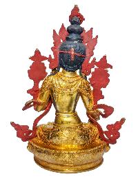 [white Tara], Buddhist Handmade Statue, [face Painted] And [gold Plated], [rare Find]