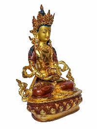 [aparimita], Buddhist Handmade Statue, [face Painted], [partly Gold Plated And Chocolate Oxidized]