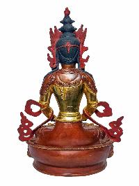 [aparimita], Buddhist Handmade Statue, [face Painted], [partly Gold Plated And Chocolate Oxidized]