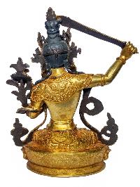 [manjushree], Buddhist Handmade Statue, [face Painted] And [gold Plated]